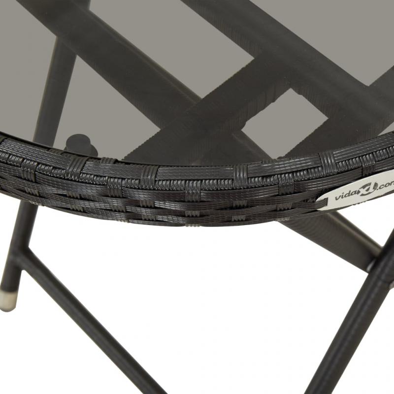 1 VidaXL Hopfllbart bord hrdat glas  60x75 cm svart konstrotting och