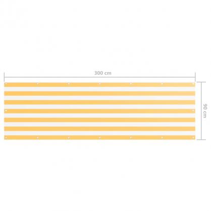 1 VidaXL Balkongskrm vit och gul 90x300 cm oxfordtyg