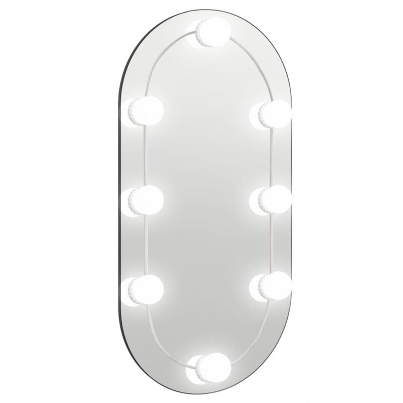 1 VidaXL Vggspegel med LED-belysning oval 60x30 cm glas