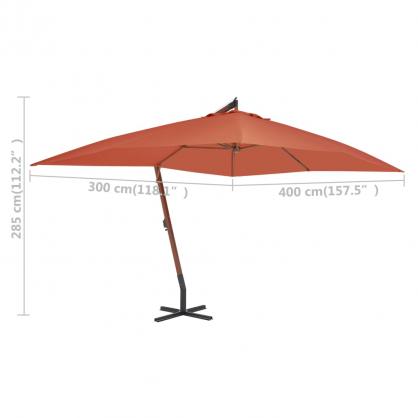 1 VidaXL Frihngande parasoll med trstng 400x300 cm terrakotta