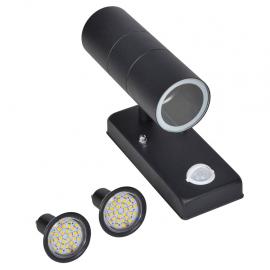 1 VidaXL LED Vägglampa rostfritt stål cylinderformad svart med sensor
