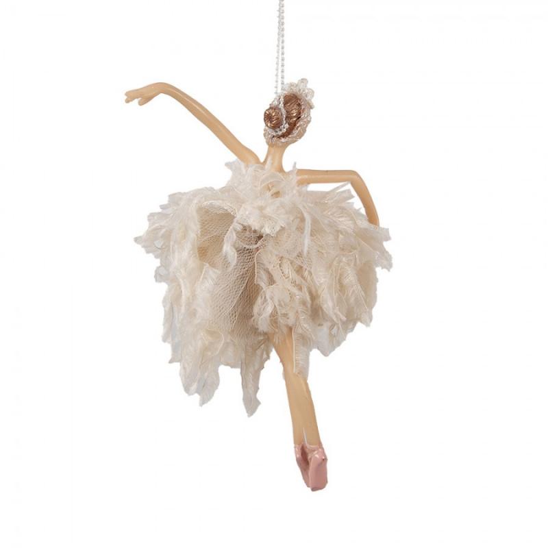 1 Clayre Eef Julgranspynt Ballerina 15 cm Rosa Beige Polyresin