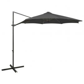 1 VidaXL Frihängande parasoll med stång och LED antracit 300 cm