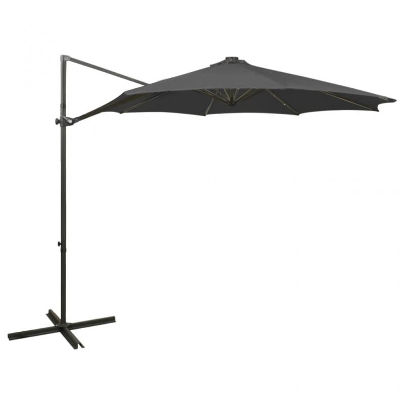 1 VidaXL Frihngande parasoll med stng och LED antracit 300 cm