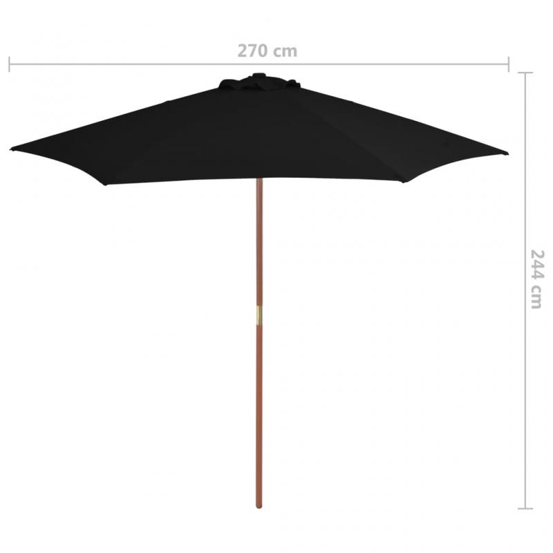 1 VidaXL Parasoll med trstng 270 cm svart