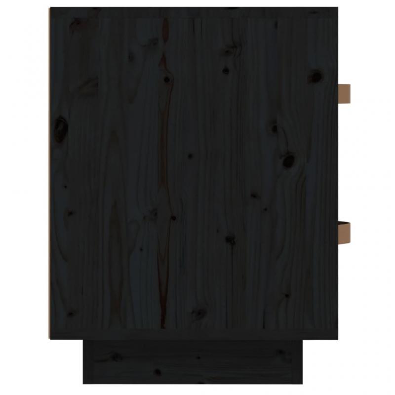 1 VidaXL Sngbord 40x34x45 cm svart massiv furu