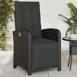 1 VidaXL Justerbar trädgårdsstol konstrotting med fotstöd svart svart