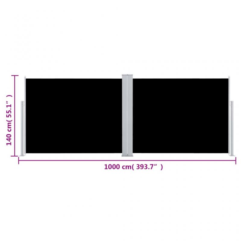 1 VidaXL Infllbar sidomarkis fr uteplats svart 140x1000 cm dubbel