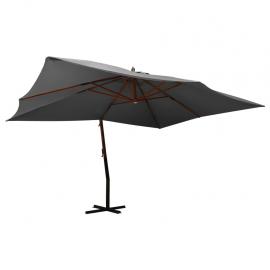 1 VidaXL Frihängande parasoll med trästång 400x300 cm antracit