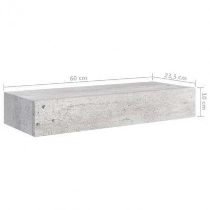 1 VidaXL Svvande  vgghylla med lda betonggr 60x23,5x10 cm MDF