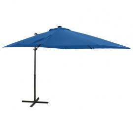 1 VidaXL Frihängande parasoll med stång och LED azurblå 250 cm