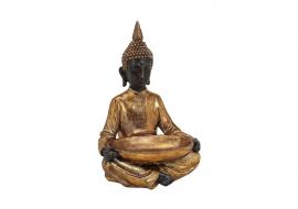 1 G.wurm Dekoration Buddha guld sittande med skål polyresin (B/H/D) 24x37x16 cm