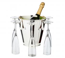 1 Edzard Luxury Champagnekylare Calo med 6 hållare H 21 cm Ø 22 cm Silver
