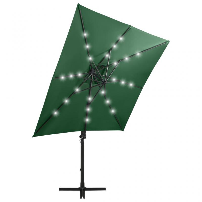 1 VidaXL Frihngande parasoll med stng och LED grn 250 cm