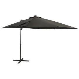 1 VidaXL Frihängande parasoll med stång och LED antracit 250 cm