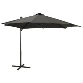 1 VidaXL Frihängande parasoll med stång och LED antracit 300 cm