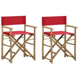 1 VidaXL Hopfällbar regissörsstol bambu 2 st röd