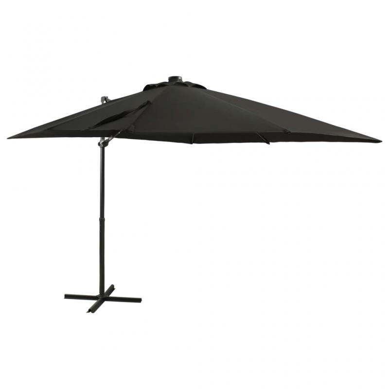 1 VidaXL Frihngande parasoll med stng och LED svart 250 cm