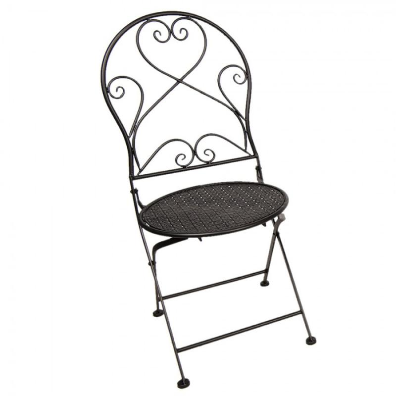 1 Clayre Eef Cafset med 2 stolar och 1 bord Svart Bord  60x70 Stol 40x40x92 cm