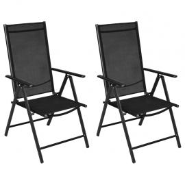 1 VidaXL Hopfällbar trädgårdsstol aluminium och textilene svart 2 st