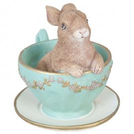 1 Clayre Eef Påskdekoration Kaninunge i kaffekopp - sittande