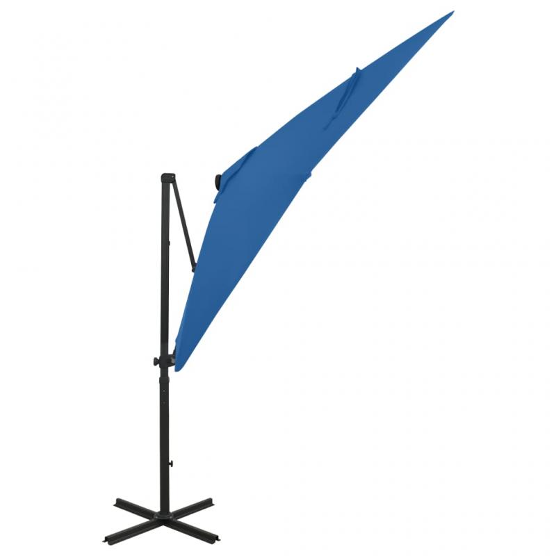 1 VidaXL Frihngande parasoll med stng och LED azurbl 250 cm