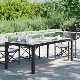 1 VidaXL Matbord för trädgård 190x90x75 cm och konstrotting svart