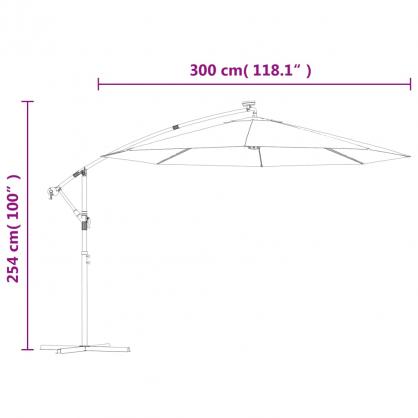 1 VidaXL Frihngande parasoll med stng och LED terrakotta 300 cm