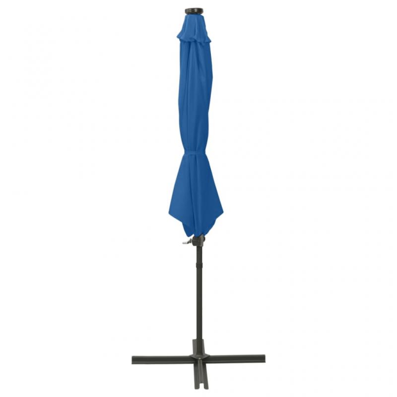 1 VidaXL Frihngande parasoll med stng och LED azurbl 300 cm