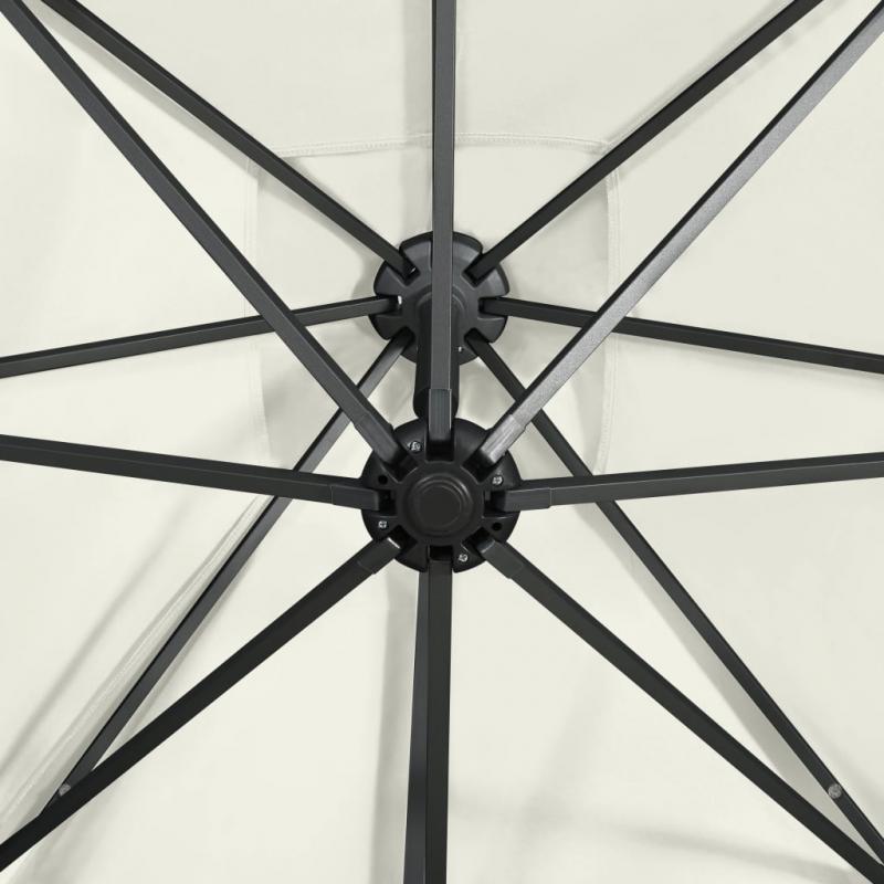 1 VidaXL Frihngande parasoll med stng och LED sand 250 cm
