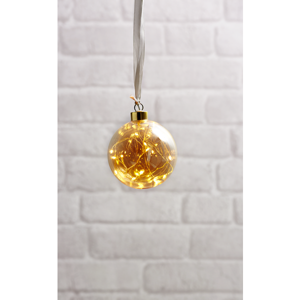 1 Star Trading Glaskula Glow Amber 10 cm 15 Ljus LED