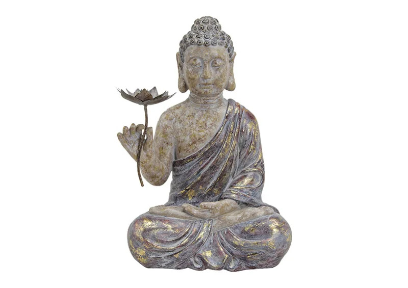 1 G.wurm Dekoration Buddha rd brun sittande polyresin (B/H/D) 35x48x24 cm
