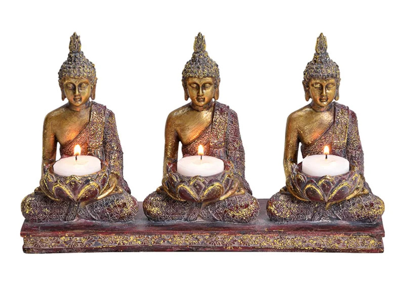 1 G.wurm Dekoration Buddha Vrmeljushllare 3 ljus polyresin (B/H/D) 29x8x17cm