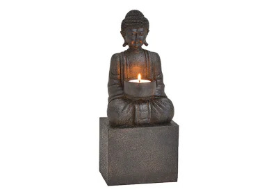 1 G.wurm Dekoration Buddha svart vrmeljushllare polyresin (B/H/D) 12x30x9cm