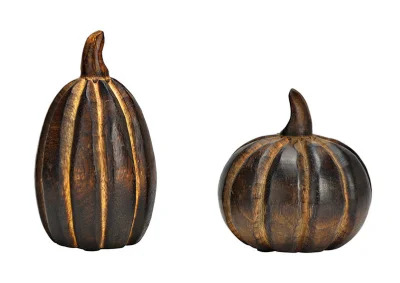 1 G.wurm Dekoration Pumpa av mangotr, brun, 2-pack (B/H/D) 12x13x12/10x16x10cm