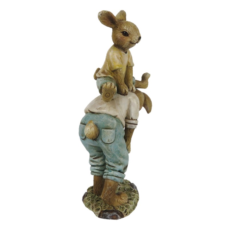 1 Clayre Eef Pskdekoration Figur Kanin 9x4x15 cm Brun, Bl, Vit Polyresin