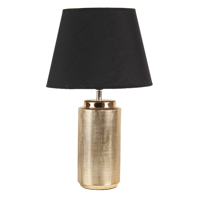 1 Clayre Eef Bordslampa  30x50 Cm Guldfrgad Svart Polyresin Rund Bordslampa