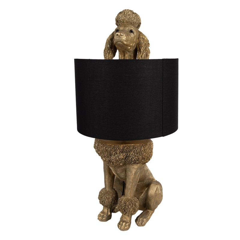 1 Clayre Eef Bordslampa Hund pudel 30x28x57 cm Guldfrgad Svart Polyresin