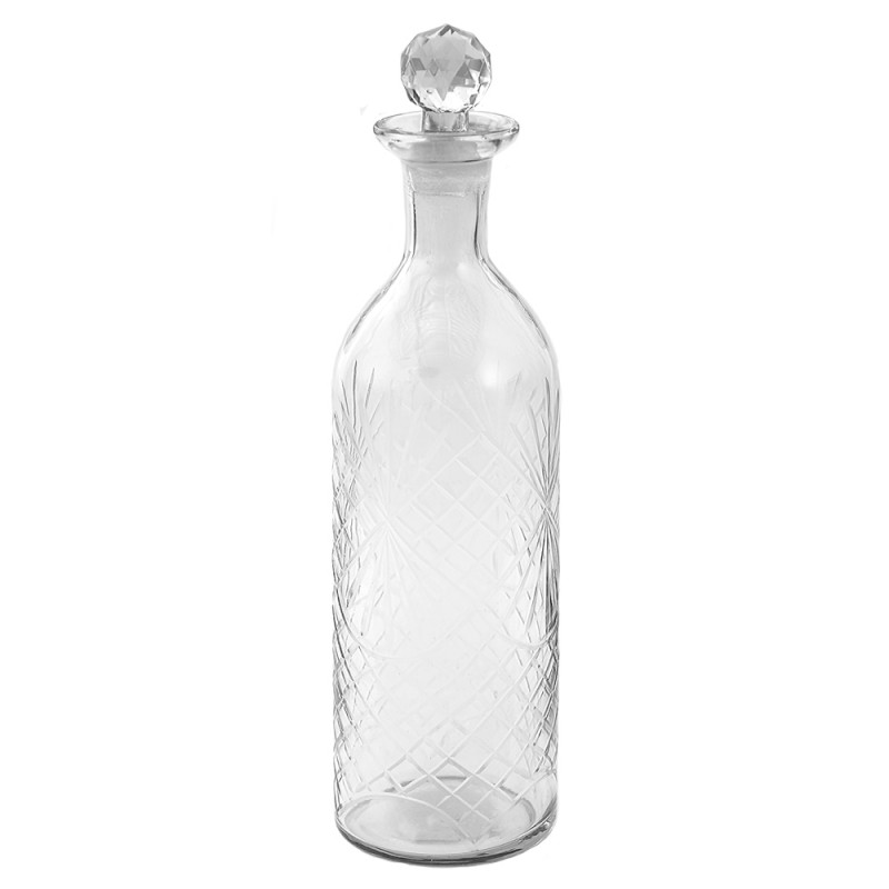 1 Clayre Eef Dekorflaska med glaskork  10x H 36 cm Transparent glas