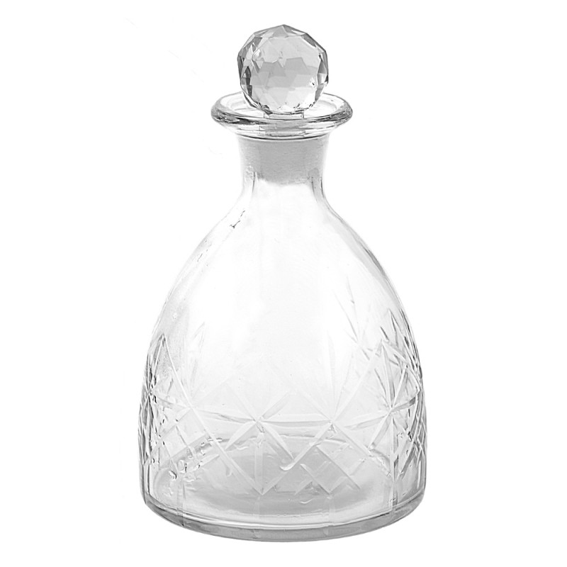 1 Clayre Eef Dekorflaska med glaskork  13x H 21 cm Vattenkanna i transparent glas